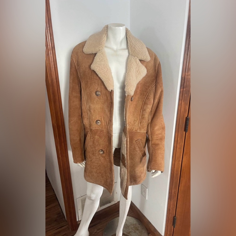 Vintage Unisex Tan Shearling Coat